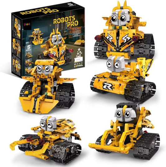 Kiddel Compacte 5-in-1 RC Bestuurbare Robot Bouwvoertuigen bouwpakket Set – 269 Onderdelen - Bouwpakket voor kinderen & volwassenen - Kinderspeelgoed vanaf 5 jaar - Kiddeltoys
