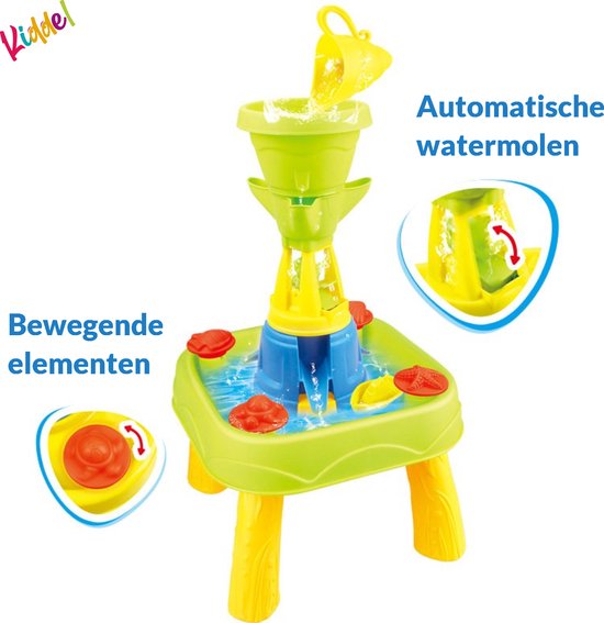 Kiddel 2-in-1 Watertafel & Zandtafel – Educatief Speelgoed voor Binnen & Buiten – Speeltafel met 18 Accessoires – Zomers Kinderspeelgoed voor Jongens & Meisjes vanaf 3 Jaar - Kiddeltoys