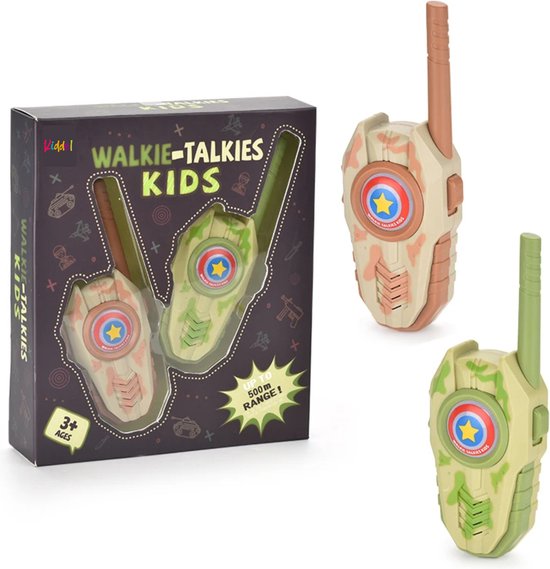 Kiddel Walkie Talkie Set Kinderen – 2025 Model met Camouflage Design – Bereik tot 600 Meter – 2 Stuks Speelgoed Walkietalkies – Buitenspeelgoed voor Jongens & Meisjes vanaf 3 Jaar - Kiddeltoys