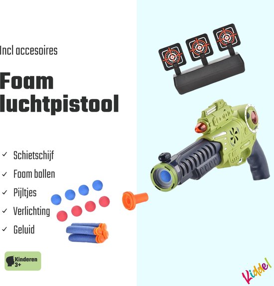 Kiddel Foam bal speelgoed pistool met geluid - Inclusief interactieve schietschijf - Kinderspeelgoed jongens & meisjes vanaf 3 jaar - Kinder speelgoed cadeau - Kiddeltoys