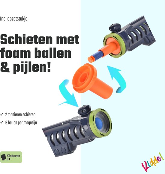 Kiddel Foam bal speelgoed pistool met geluid - Inclusief interactieve schietschijf - Kinderspeelgoed jongens & meisjes vanaf 3 jaar - Kinder speelgoed cadeau - Kiddeltoys