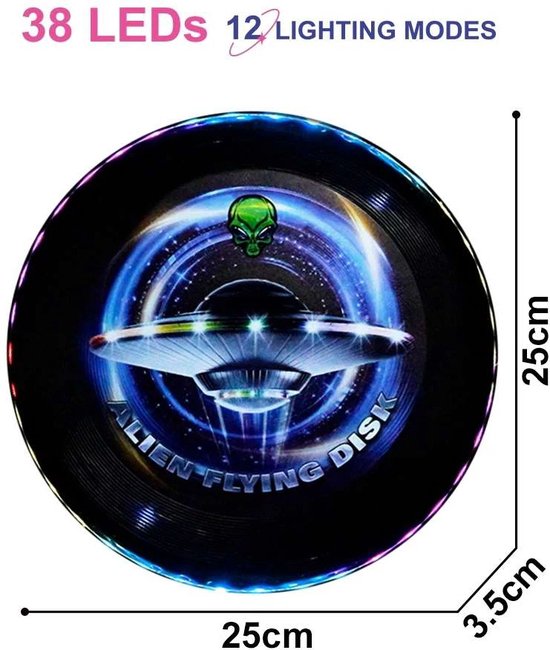 Kiddel LED Frisbee Kind – USB Oplaadbaar Buitenspeelgoed met 12 Lichtstanden – Waterproof Glow-in-the-Dark Frisbee vanaf 5 Jaar – 2025 Innovatie - Kiddeltoys